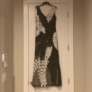 JS Collections Leaf Soutache Trumpet Gown